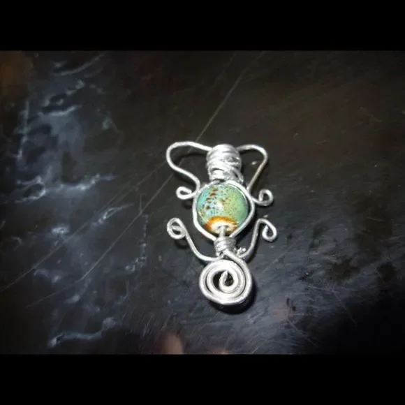 🎈3/$12 Handmade wrapped pendant with teal focal! - Picture 3 of 3